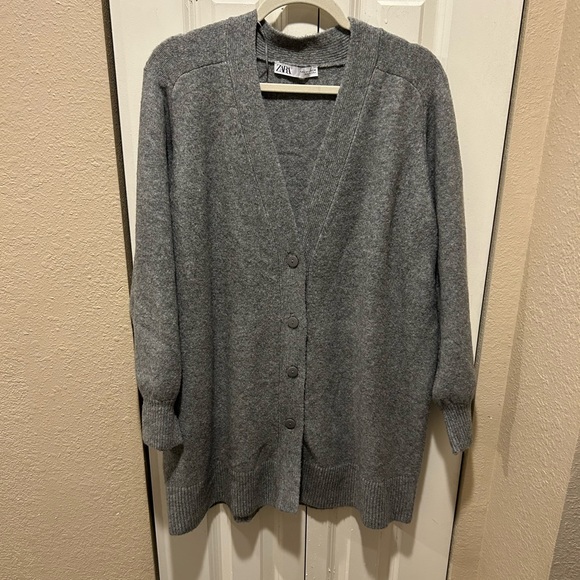 ZARA Wool Blend Oversized Cardigan in Gray , size Large - Picture 7 of 10
